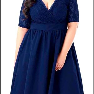 Special Occasion Navy Blue Mid-calf dress